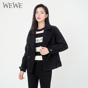 WEWE唯唯冬季新品女装减龄休闲时尚短外套个性简约新潮百搭