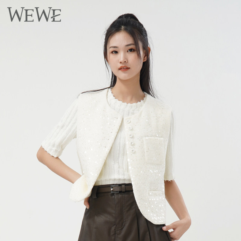 WEWE秋季短款亮片短外套