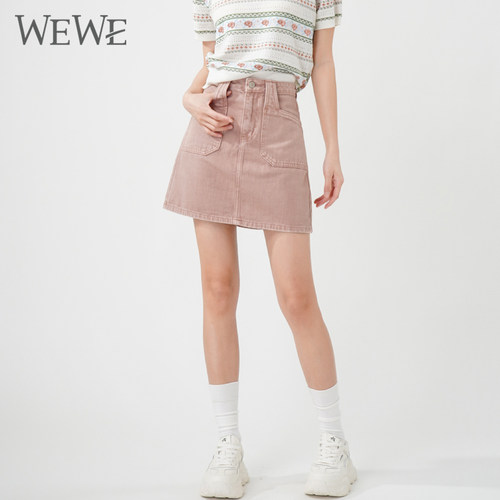 WEWE短裙A字裙百搭牛仔半身裙