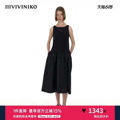 IIIVIVINIKO2026夏季新款无袖拼接连衣裙女M620614386E20