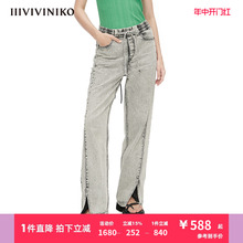 雪花混色纹理 IIIVIVINIKO春夏新品 子女M221806223E 直筒牛仔裤