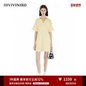 IIIVIVINIKO2025春新款 复古花呢Polo领连衣裙女B511142631B
