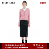 IIIVIVINIKO冬季 女M340238645C 多巴胺V领保暖针织衫 新品 羊绒