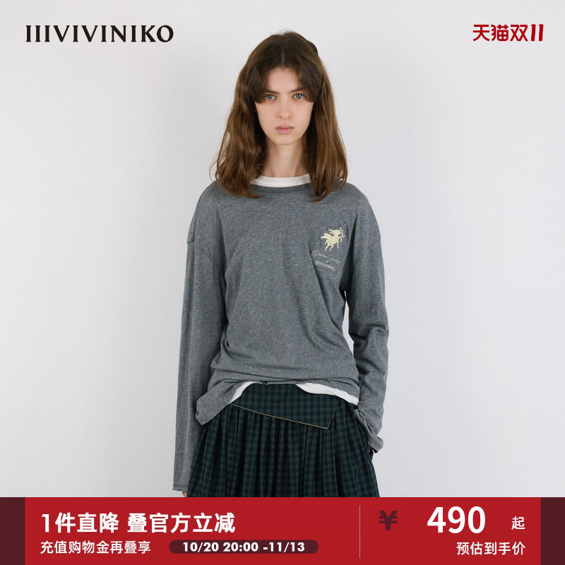 【40支精棉】IIIVIVINIKO秋季新款艺术家合作系列贴布绣长袖T恤
