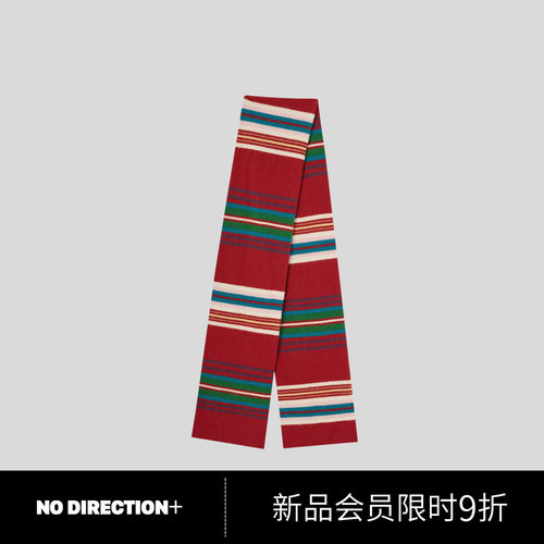 NO DIRECTION+2026冬纯羊毛艺术感多色宽窄彩条围巾N645201651D52