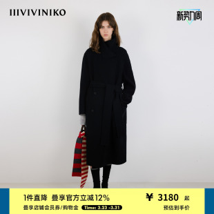 IIIVIVINIKO2025冬新款 双面呢大衣女M549011109D 气质腰带长款