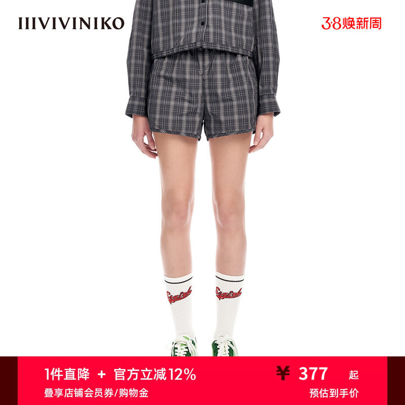 IIIVIVINIKO&ldquo;意大利LIMONTA色织&rdquo;格纹运动短裤子女M310817126B
