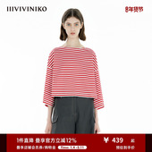 IIIVIVINIKO2025春新款 航海‘新疆棉’船型领条纹T恤B510521363B