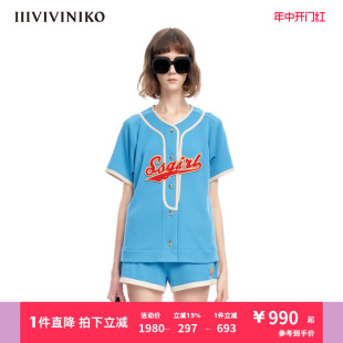 女C322030362C 运动棒球服针织开衫 华夫格针织面料 IIIVIVINIKO