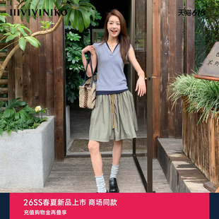 IIIVIVINIKO2026夏季新款撞色V领针织衫女M620503362E21