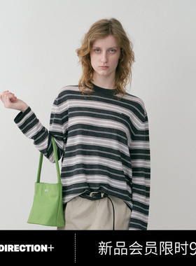 NO DIRECTION+ 羊毛圆领翻针立体条纹针织衫N530101638B21