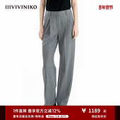 通勤修身 新款 IIIVIVINIKO冬季 直筒西长裤 子女 美丽诺羊毛