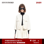 IIIVIVINIKOxSSG联名合作系列圆领短款 牛仔夹克外套女C321330222C