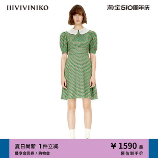 式 IIIVIVINIKO夏季 印花衬衫 短款 新品 连衣裙女M230609180A