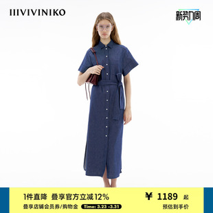 衬衣式 IIIVIVINIKO夏新款 牛仔连衣裙M421602218C 冈山蓝牛系列