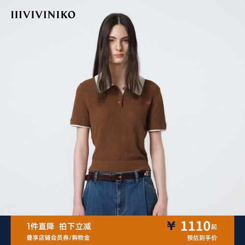 IIIVIVINIKO2026夏季新款Polo领肌理感针织短袖女M620148609C