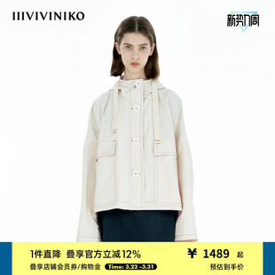 大口袋装 IIIVIVINIKO2025春新款 饰短风衣B510902106A 进口面料