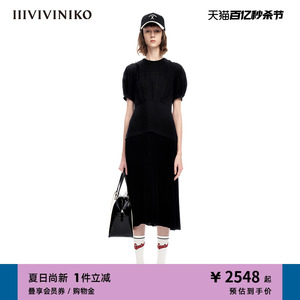 IIIVIVINIKO通勤收腰黑色连衣裙