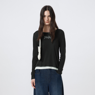 女M610504311A 叠穿落肩长袖 IIIVIVINIKO2026春新款 慵懒感两件式