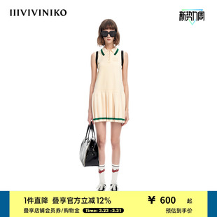 IIIVIVINIKO夏季 学院风运动简约直身百褶连衣裙女M321117602D 新品