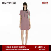 IIIVIVINIKO2025春新款 复古条纹Polo连衣裙女B511118646B