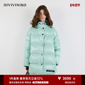 IIIVIVINIKO2025冬新款 时髦宽松落肩可拆卸毛织帽面包羽绒服女