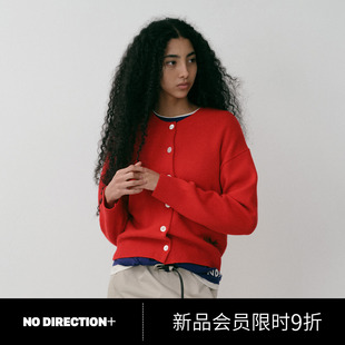 N540210651C52 手工刺绣字母圆领开衫 DIRECTION