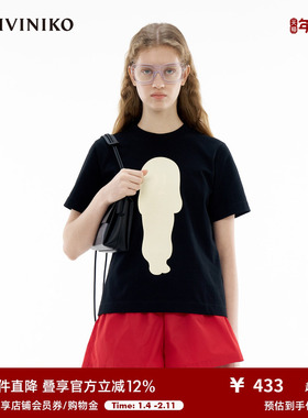 IIIVIVINIKO春季新款「BERTO FOJO联名系列」百搭印花短袖T恤女