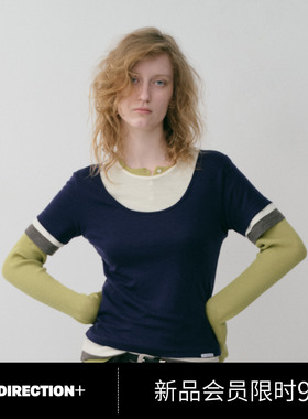 NO DIRECTION+ 羊毛廓形双层可拆圆领针织T恤N534002341B