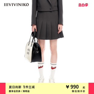 简约学院风小A型百褶半身短裙女M312807114A IIIVIVINIKO春夏新品