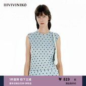 IIIVIVINIKO2025夏新款 淡人休闲褶皱波点直身背心女M521240661D