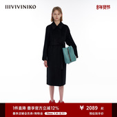 IIIVIVINIKO 羊毛羊绒混纺 双面呢长毛呢大衣外套女M349026113D