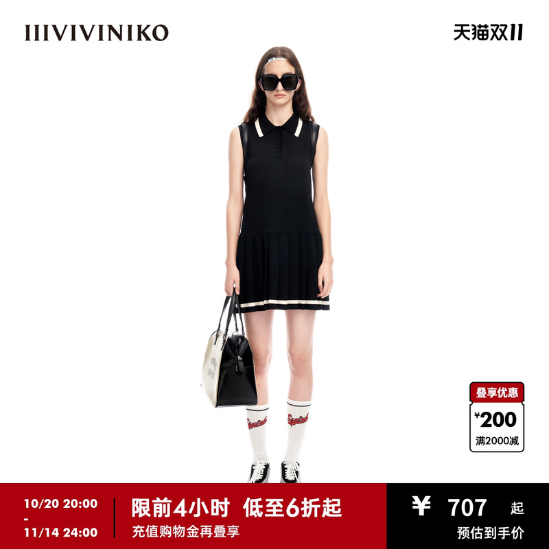 直身百褶⽆袖连⾐裙IIIVIVINIKO
