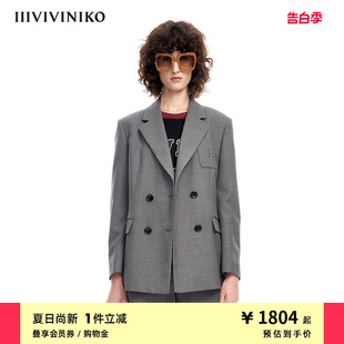 IIIVIVINIKO春夏新品 外套女M312703113A 略宽肩H型英伦学院风西装