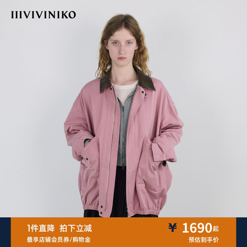 IIIVIVINIKO秋季新款休闲撞色翻领工装夹克外套女装R530301151B