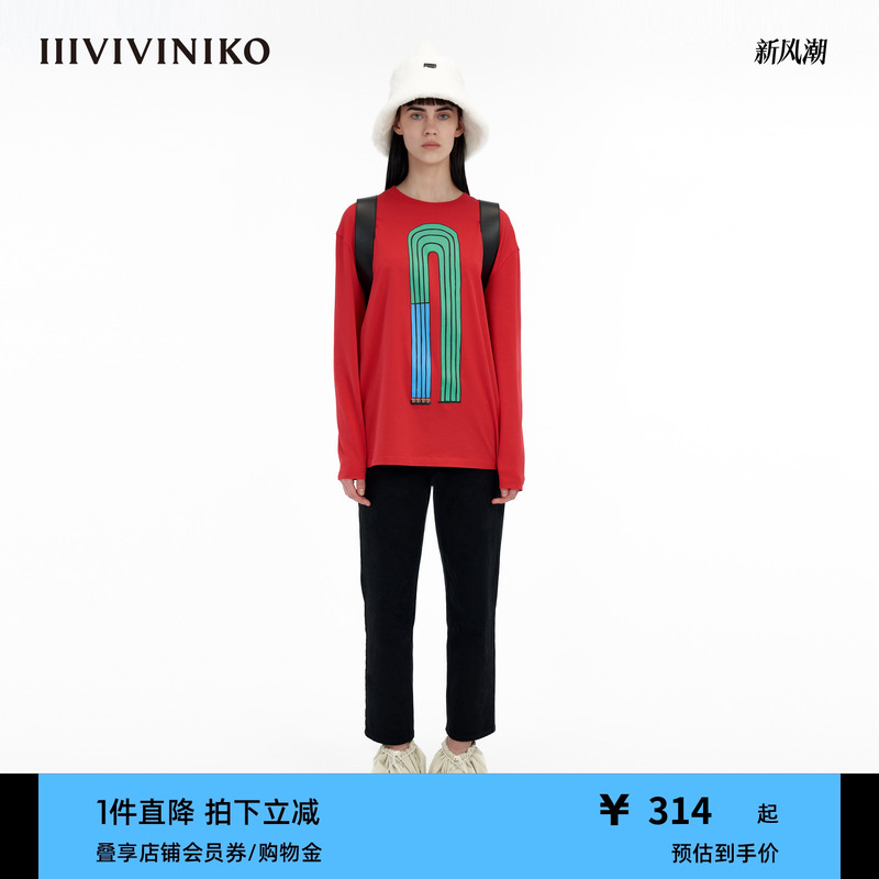 IIIVIVINIKO绣花长袖T恤