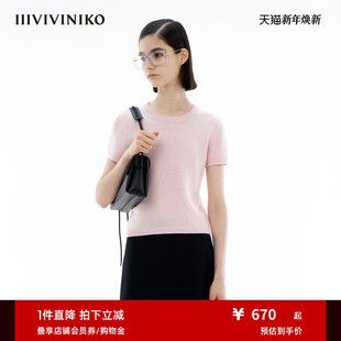 针织套头衫 简约收腰短袖 女M420115602C 新款 IIIVIVINIKO夏季