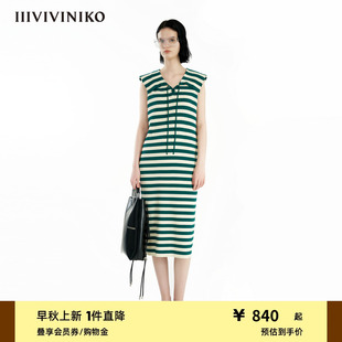 IIIVIVINIKO夏季 海軍領條紋針織連衣長裙子女R421104651C 新款