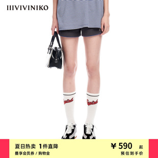 子女M320828363D 休闲撞⾊边抽绳运动感短裤 新品 IIIVIVINIKO夏季