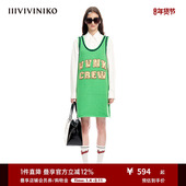 IIIVIVINIKO春夏新品 休闲羊毛U领背心针织连衣裙女M311102601A