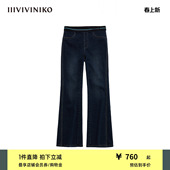 女M531817186A 喇叭牛仔裤 IIIVIVINIKO2025秋新款 时髦拼接腰头修身