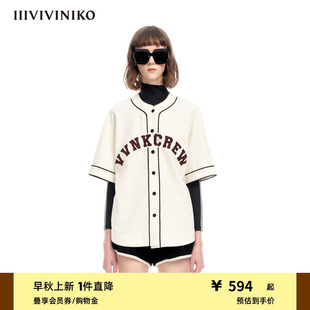 IIIVIVINIKO夏季 棒球夹克外套女M322035363D 新品 简约宽松休闲短袖