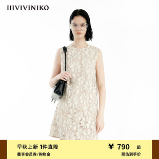 新款 IIIVIVINIKO夏季 直筒無袖 限定重磅古典蕾絲 連衣裙女