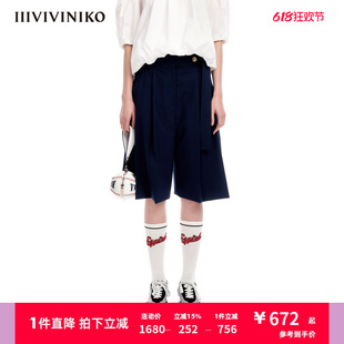 子女M320833064D 微A藏青阔腿中裤 精仿羊毛面料 IIIVIVINIKO