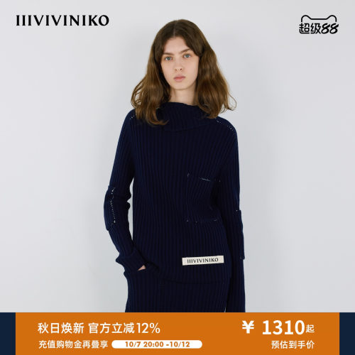 IIIVIVINIKO冬新款时髦气质不对称翻领针织衫女M540127610E