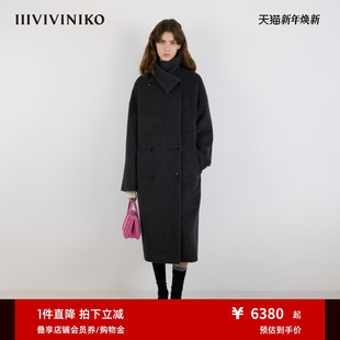 IIIVIVINIKO2025冬新款 立领大衣女M549021110E 简约时髦围裹式