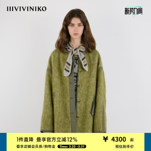 IIIVIVINIKO2025冬新款 大衣女M549029126D 复古毛呢拼接短款