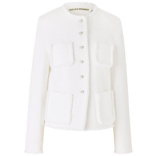 【粗花呢面料】IIIVIVINIKO春季新款复古通勤圆领小香风外套女