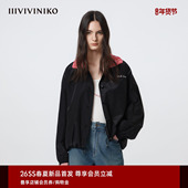 IIIVIVINIKO2026春新款 宽松休闲针织翻领夹克外套女M610311118B