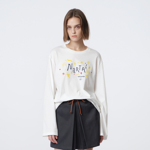 IIIVIVINIKO2026春新款 全棉艺术家合作植绒印花T恤女M610501370A